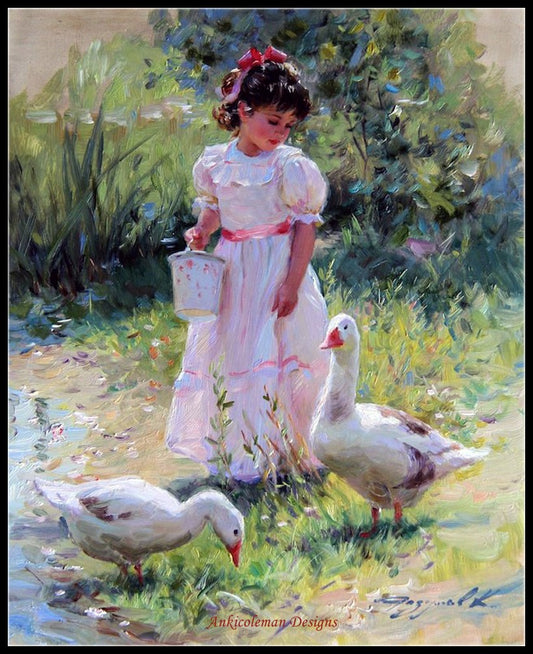 Childhood Girl 3 - Counted Cross Stitch Patterns Embroidery Crafts Needlework DIY Chart DMC Color