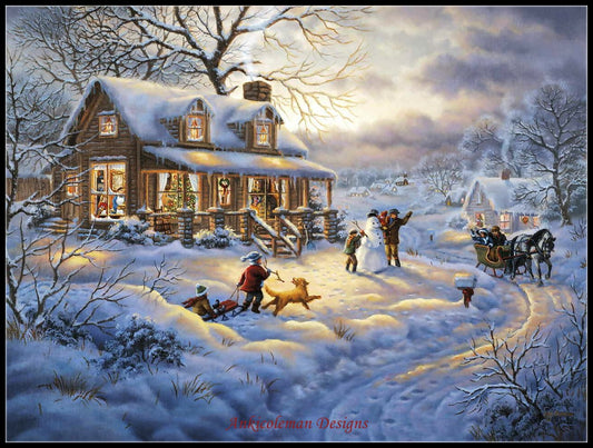 Christmas Snow 2 - Counted Cross Stitch Patterns Embroidery Crafts Needlework DIY Chart DMC Color