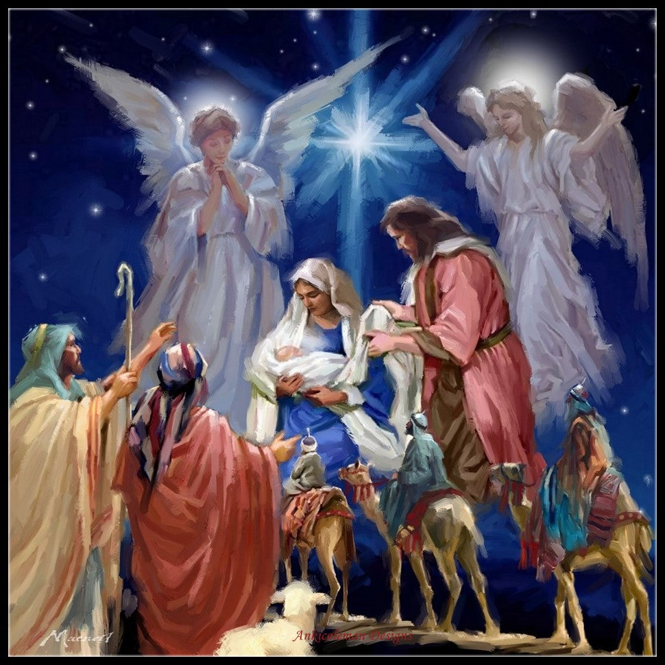 Nativity Scene - Counted Cross Stitch Patterns Embroidery Crafts Needlework DIY Chart DMC Color