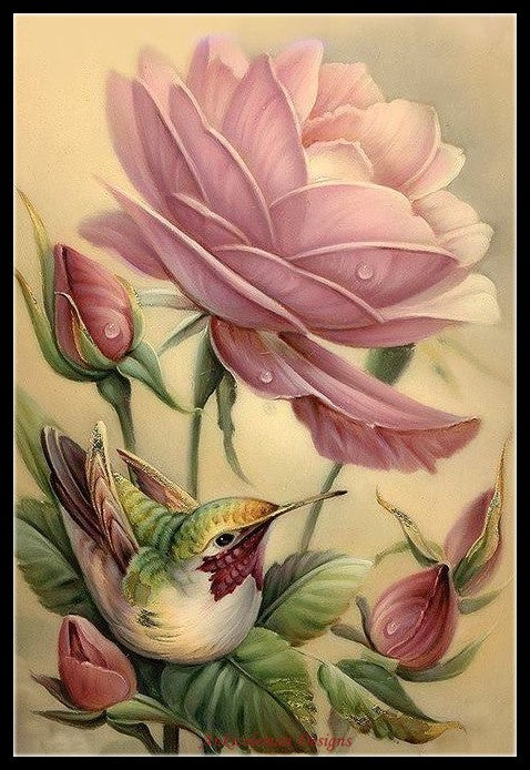 Rose and Bird - Counted Cross Stitch Patterns Embroidery Crafts Needlework DIY Chart DMC Color