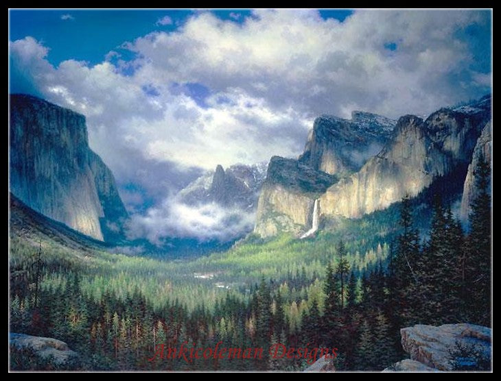 Yosemite Valley - Counted Cross Stitch Patterns Embroidery Crafts Needlework DIY Chart DMC Color