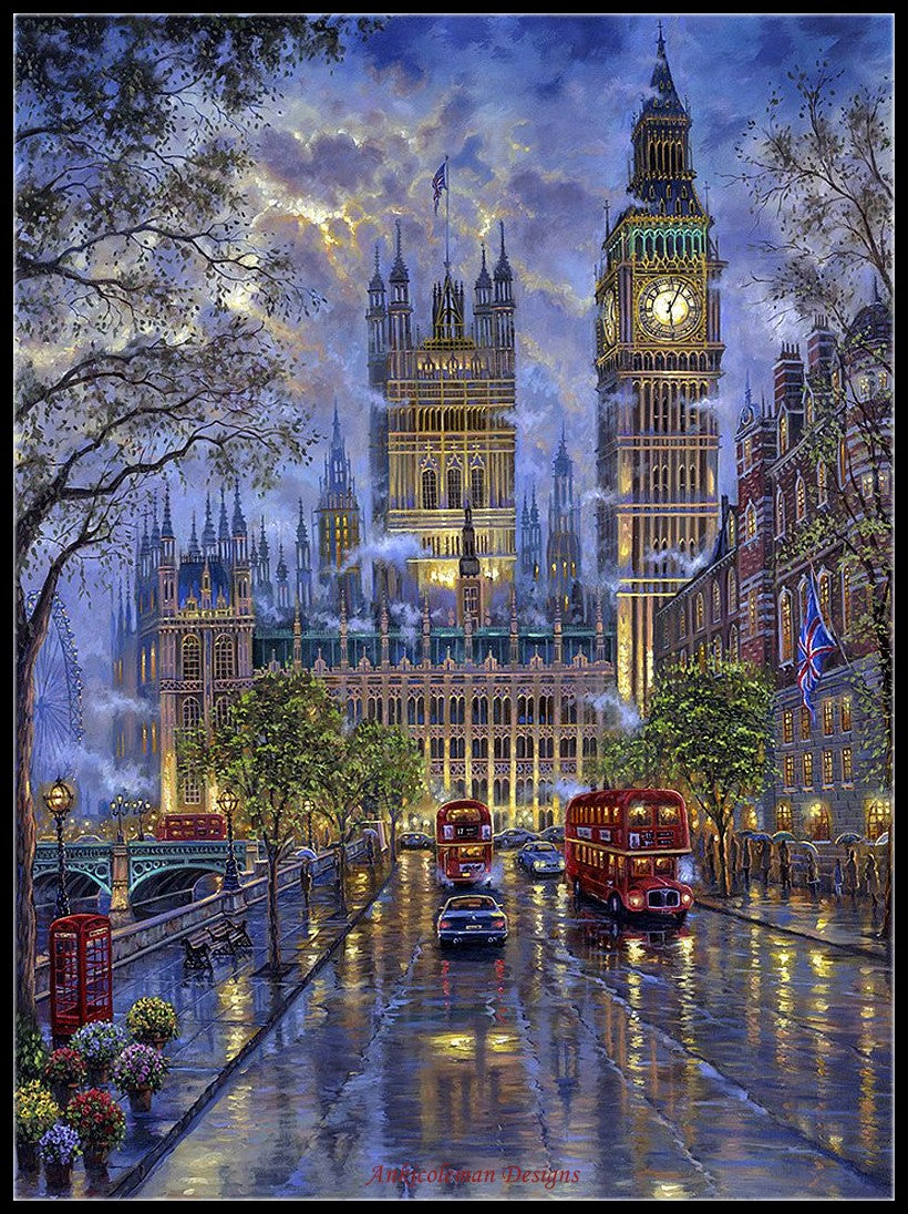 London with Big Bens - Counted Cross Stitch Patterns Embroidery Crafts Needlework DIY Chart DMC Color