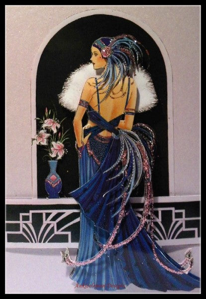 Art Deco Lady 2-22 - Counted Cross Stitch Patterns Embroidery Crafts Needlework DIY Chart DMC Color