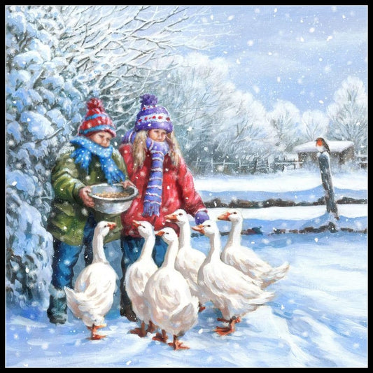 Children's Geese 2 - Counted Cross Stitch Patterns Embroidery Crafts Needlework DIY Chart DMC Color