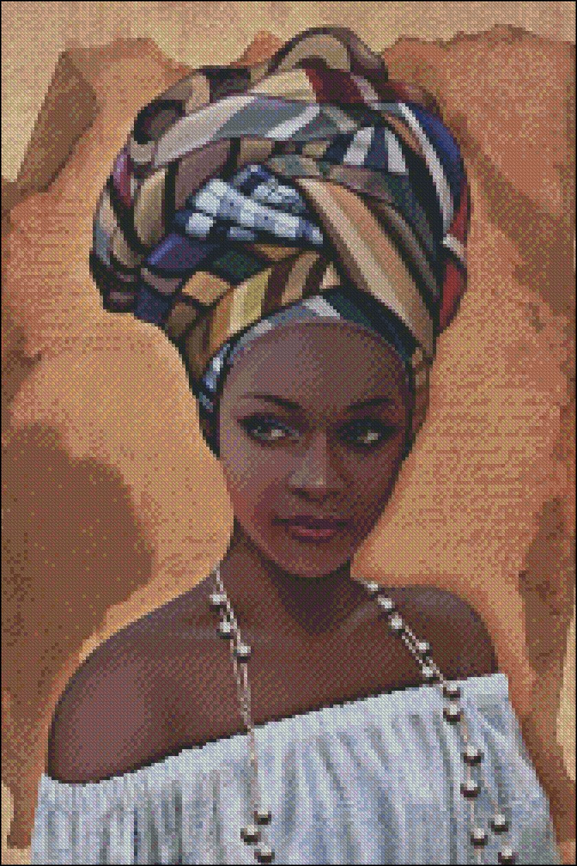 African Girl 2 - Counted Cross Stitch Patterns Embroidery Crafts Needlework DIY Chart DMC Color