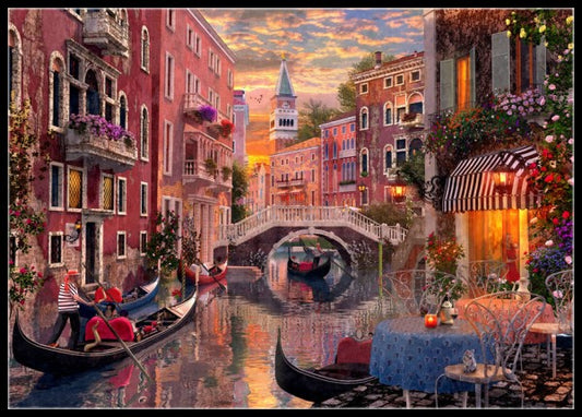 Evening Sunset in Venice - Counted Cross Stitch Patterns Embroidery Crafts Needlework DIY Chart DMC Color