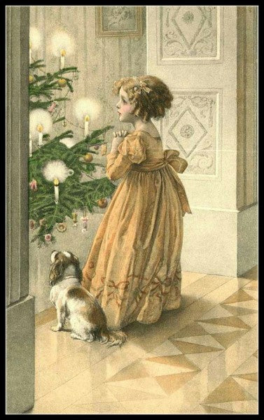 Victorian Christmas Girls 3 - Counted Cross Stitch Patterns Embroidery Crafts Needlework DIY Chart DMC Color