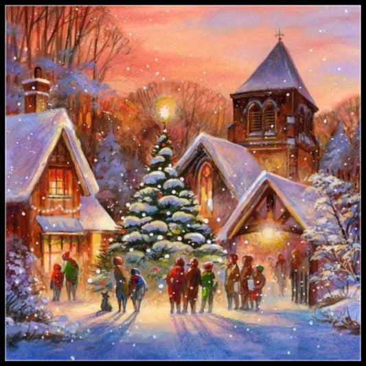 Snowy Village 4 - Counted Cross Stitch Patterns Embroidery Crafts Needlework DIY Chart DMC Color