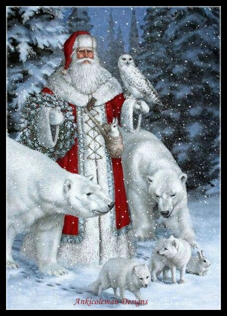 Arctic Santa Claus 4 - Counted Cross Stitch Patterns Embroidery Crafts Needlework DIY Chart DMC Color