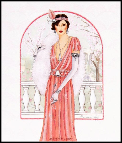 Art Deco Lady 2-5 - Counted Cross Stitch Patterns Embroidery Crafts Needlework DIY Chart DMC Color