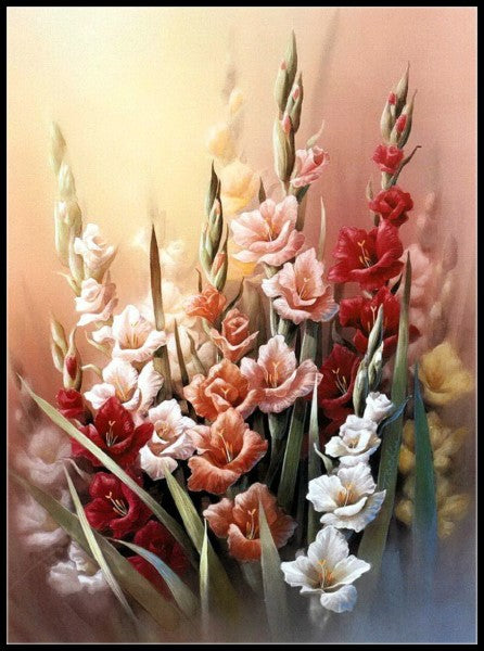 Gladiolas - Counted Cross Stitch Patterns Embroidery Crafts Needlework DIY Chart DMC Color