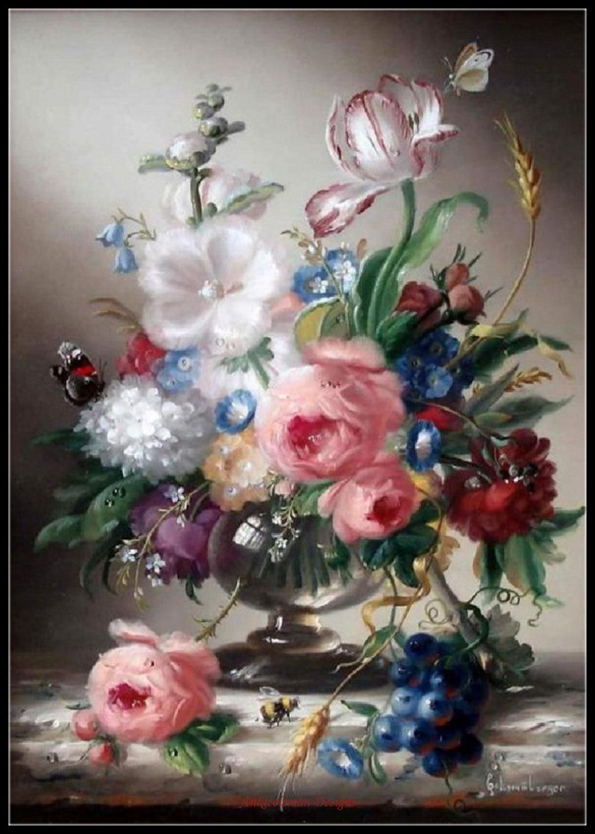 Classical Flowers Still Life 7 - Counted Cross Stitch Patterns Embroidery Crafts Needlework DIY Chart DMC Color