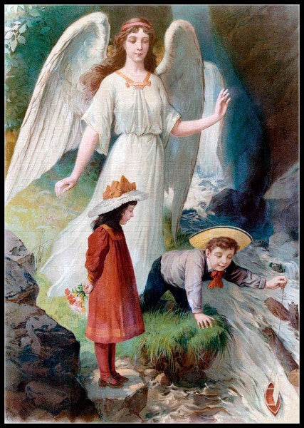 Guardian Angel 7 - Counted Cross Stitch Patterns Embroidery Crafts Needlework DIY Chart DMC Color