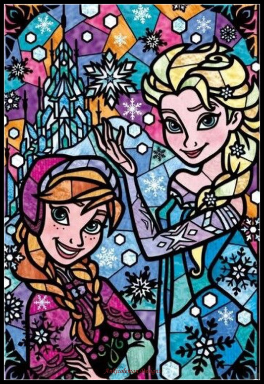 Characters Stained Glass 2-7 - Counted Cross Stitch Patterns Embroidery Crafts Needlework DIY Chart DMC Color