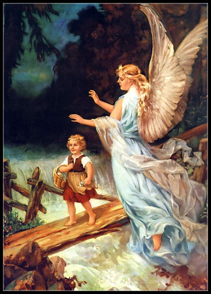 Guardian Angel  9 - Counted Cross Stitch Patterns Embroidery Crafts Needlework DIY Chart DMC Color