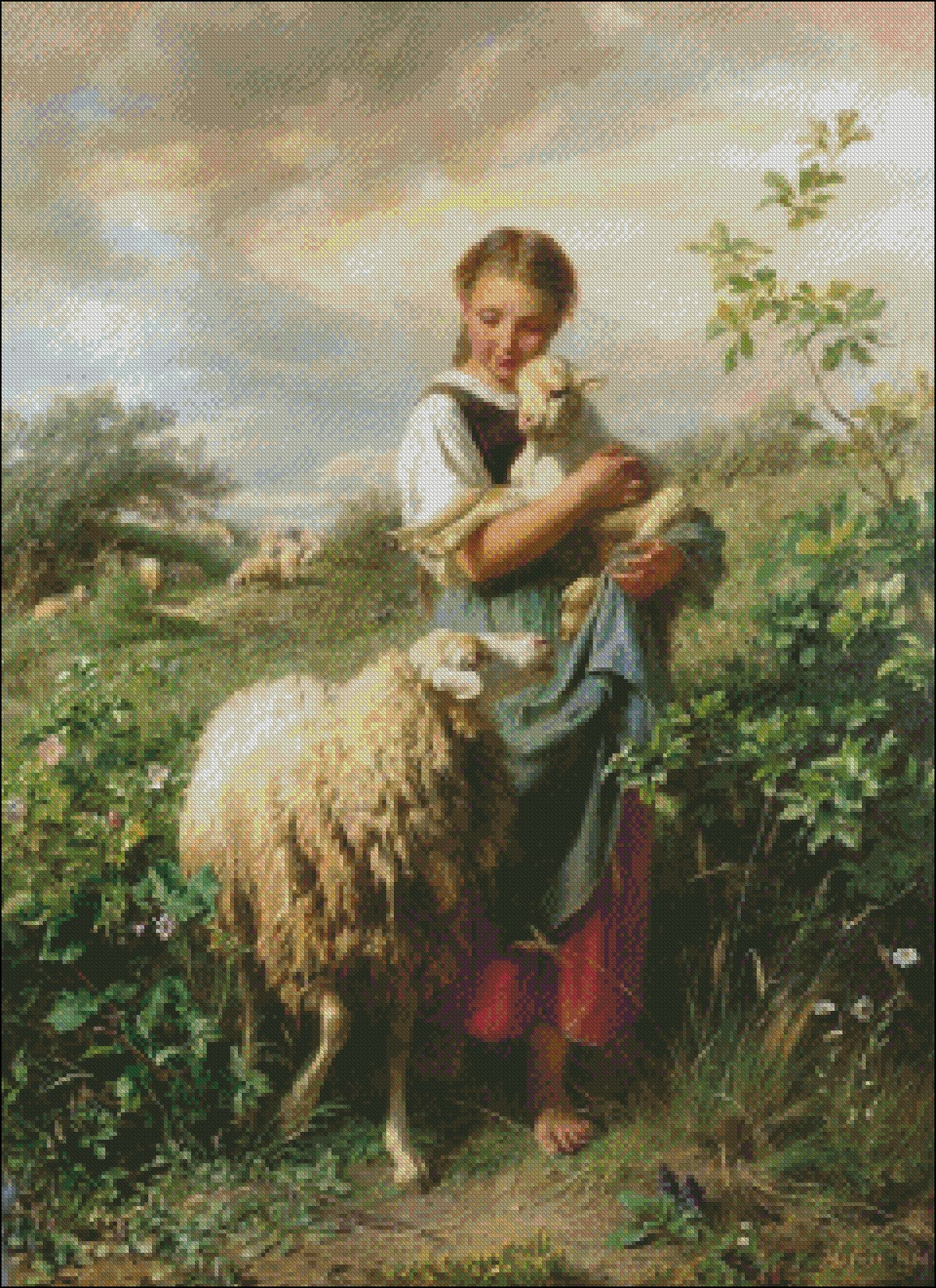 The Shepherdess - Counted Cross Stitch Patterns Embroidery Crafts Needlework DIY Chart DMC Color