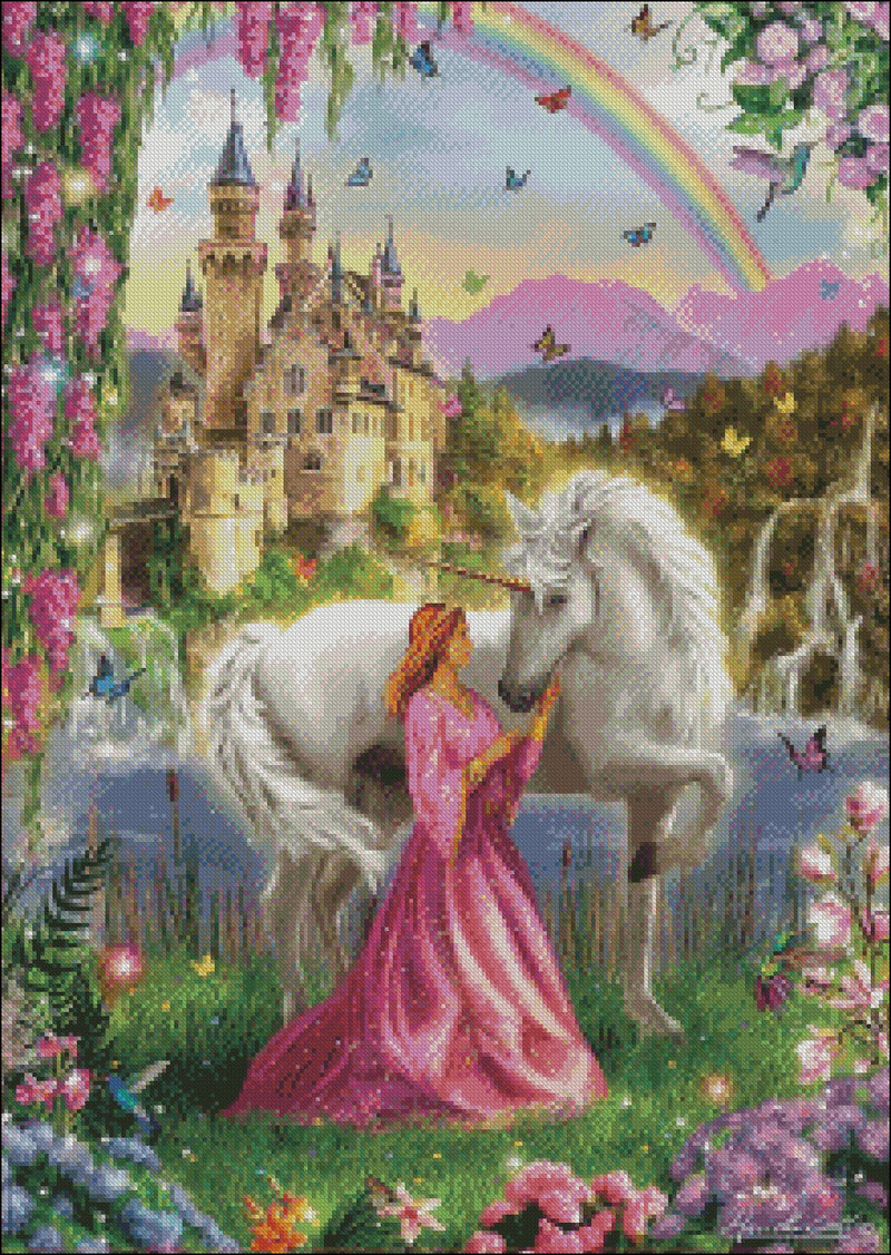 Fairy and Unicorn - Counted Cross Stitch Patterns Embroidery Crafts Needlework DIY Chart DMC Color