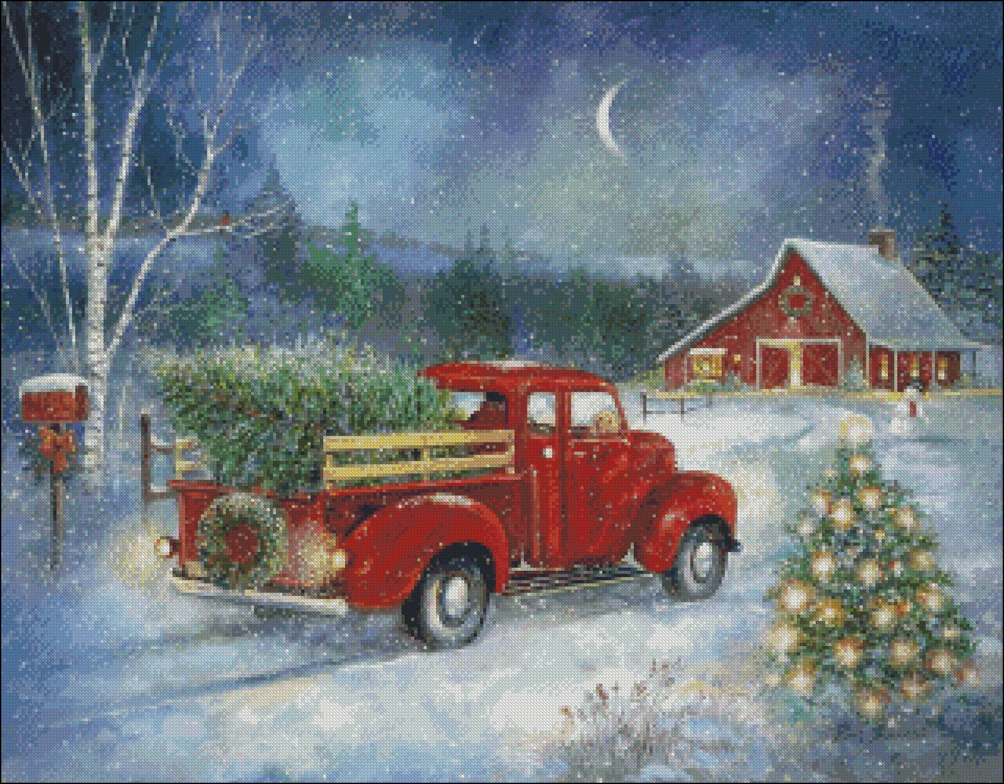 Christmas Delivery - Counted Cross Stitch Patterns Embroidery Crafts Needlework DIY Chart DMC Color