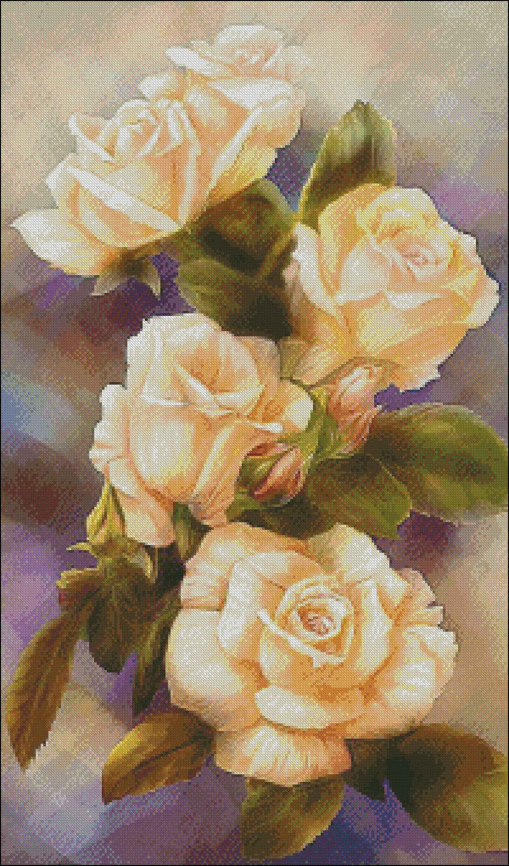 Yellow Roses 3 - Counted Cross Stitch Patterns Embroidery Crafts Needlework DIY Chart DMC Color