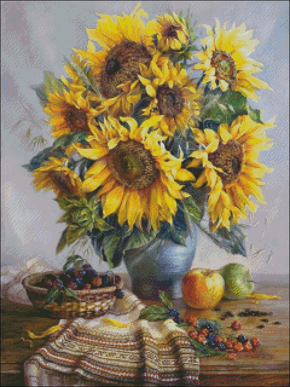 Sunflowers 2 - Counted Cross Stitch Patterns Embroidery Crafts Needlework DIY Chart DMC Color