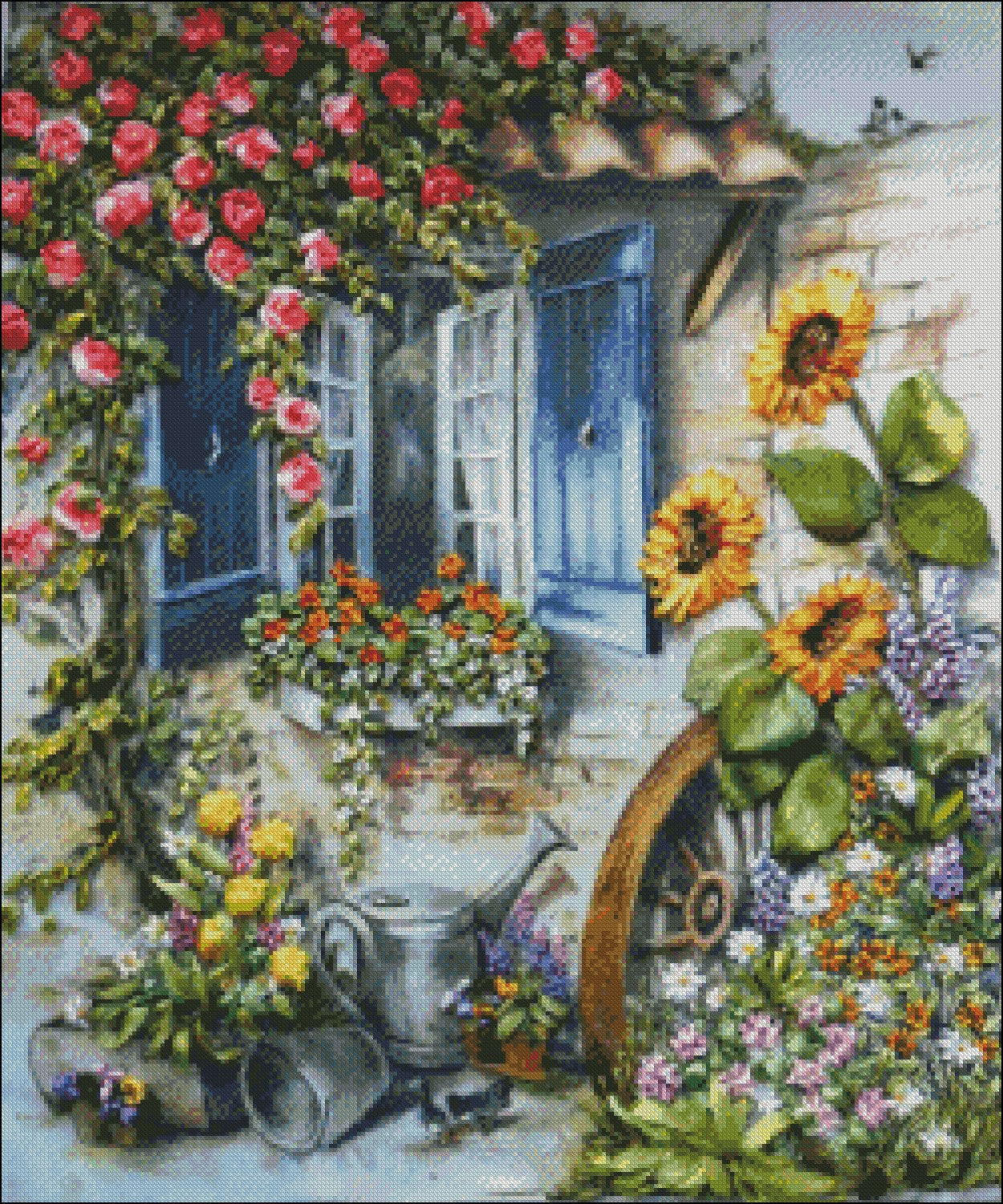 Country Yard - Counted Cross Stitch Patterns Embroidery Crafts Needlework DIY Chart DMC Color