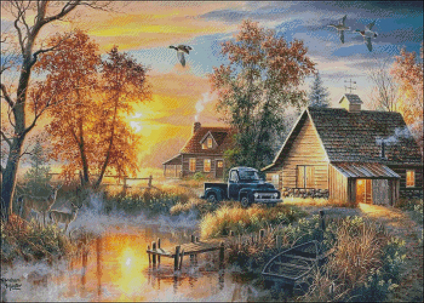 Autumn Mist - Counted Cross Stitch Patterns Embroidery Crafts Needlework DIY Chart DMC Color