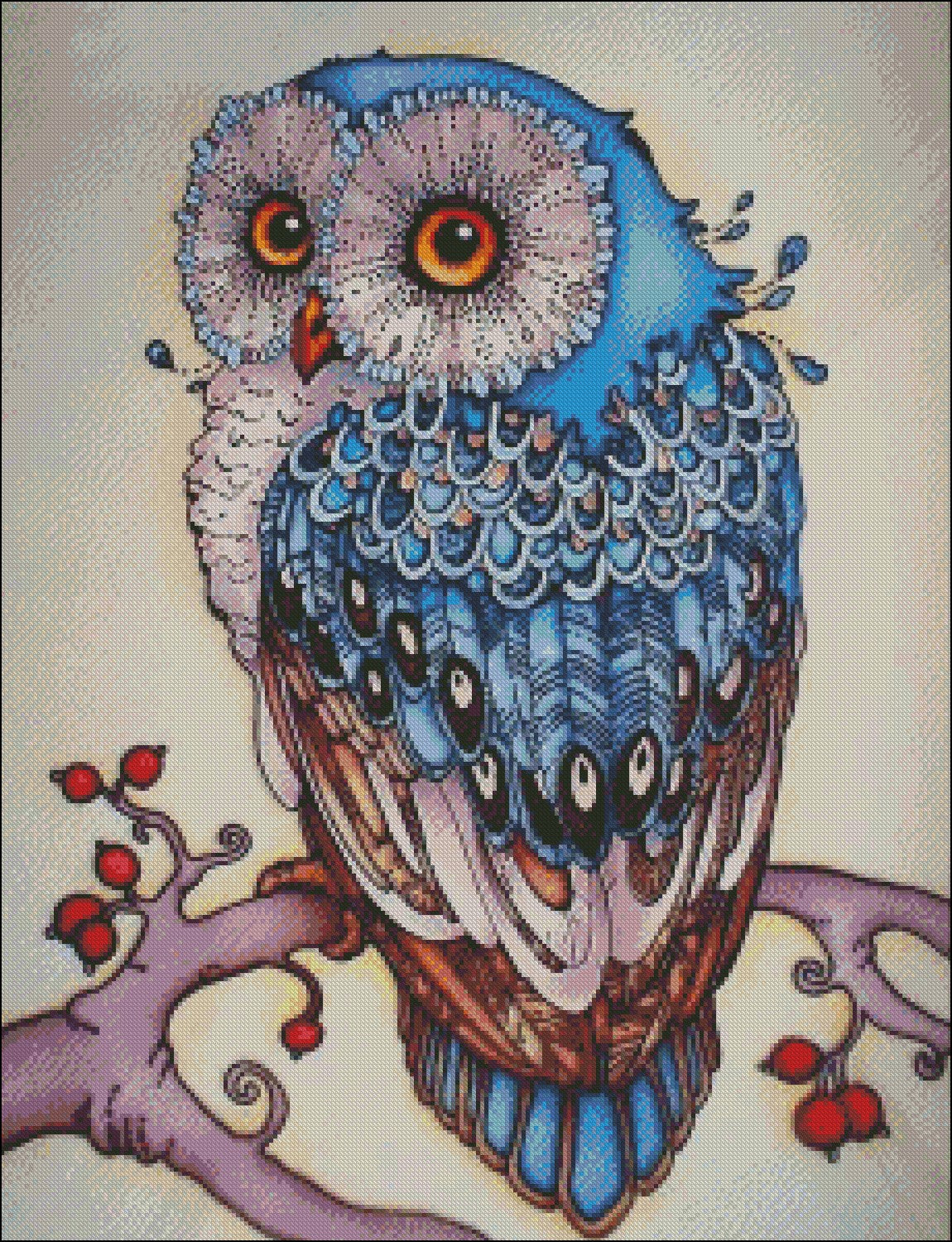 Owl 3 - Counted Cross Stitch Patterns Embroidery Crafts Needlework DIY Chart DMC Color