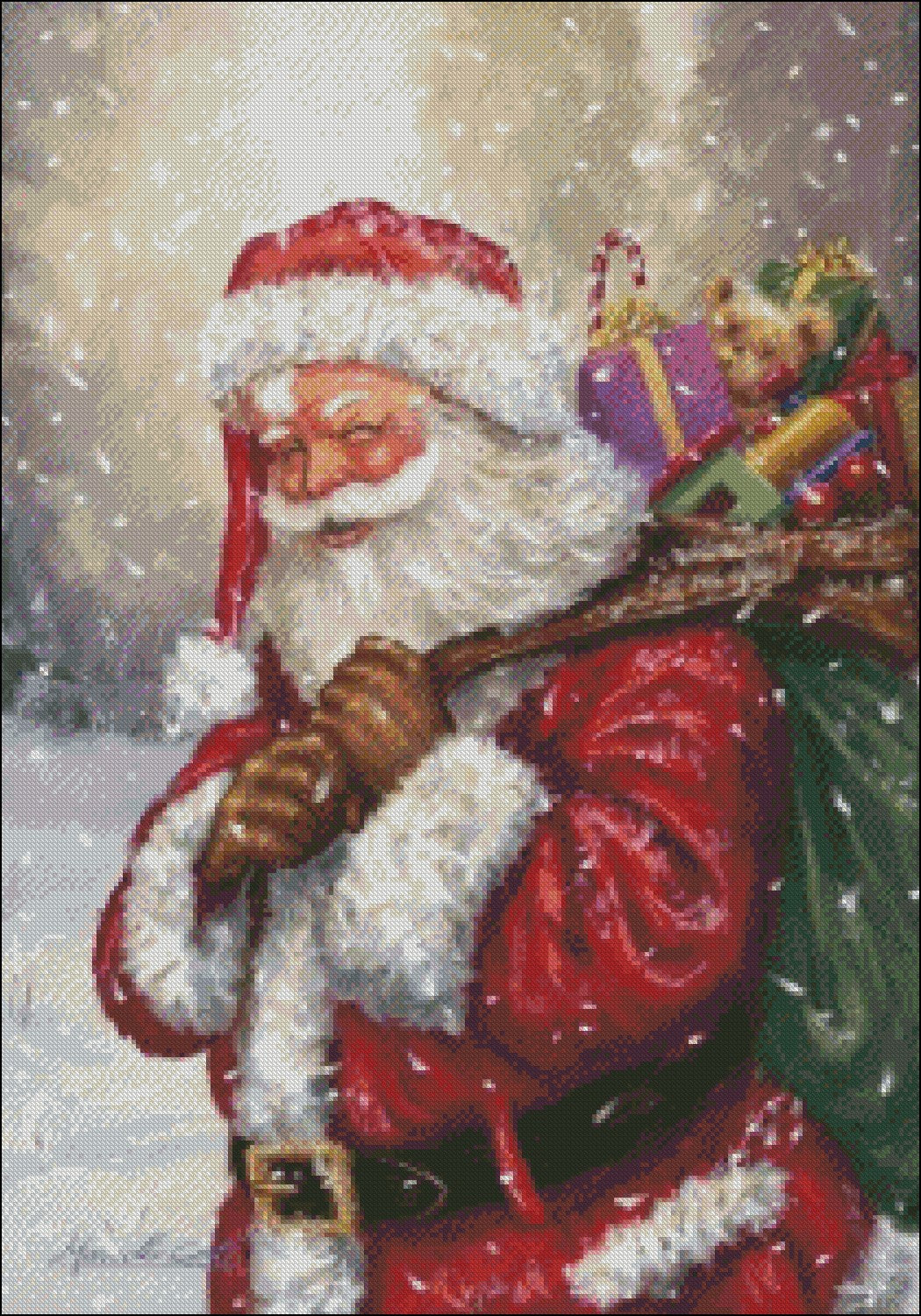 Santa Claus 50 - Counted Cross Stitch Patterns Embroidery Crafts Needlework DIY Chart DMC Color