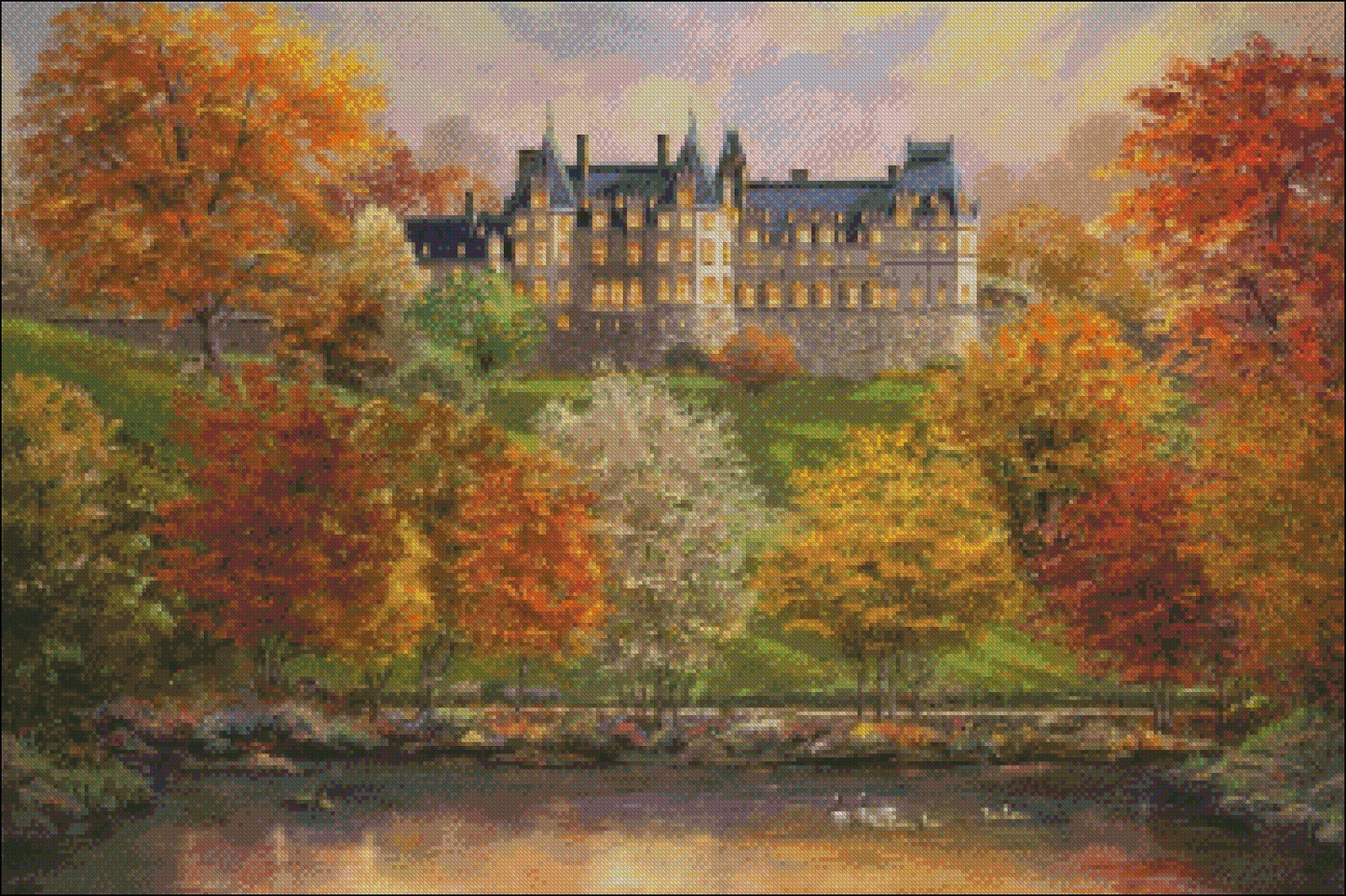 Biltmore in the Fall - Counted Cross Stitch Patterns Embroidery Crafts Needlework DIY Chart DMC Color