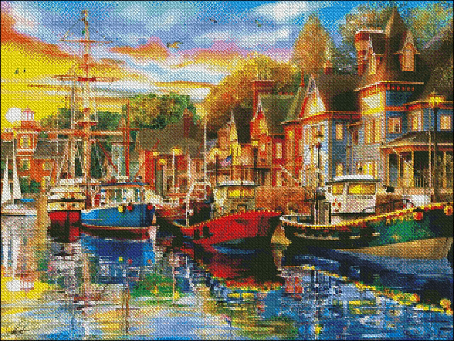 Harbor Lights - Counted Cross Stitch Patterns Embroidery Crafts Needlework DIY Chart DMC Color