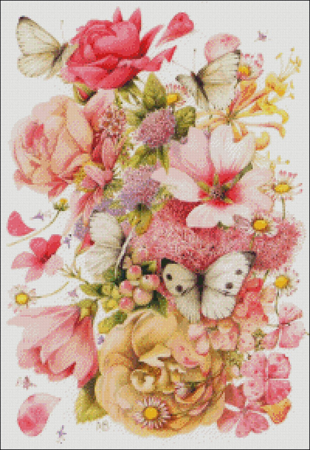 Butterflies and Flowers - Counted Cross Stitch Patterns Embroidery Crafts Needlework DIY Chart DMC Color