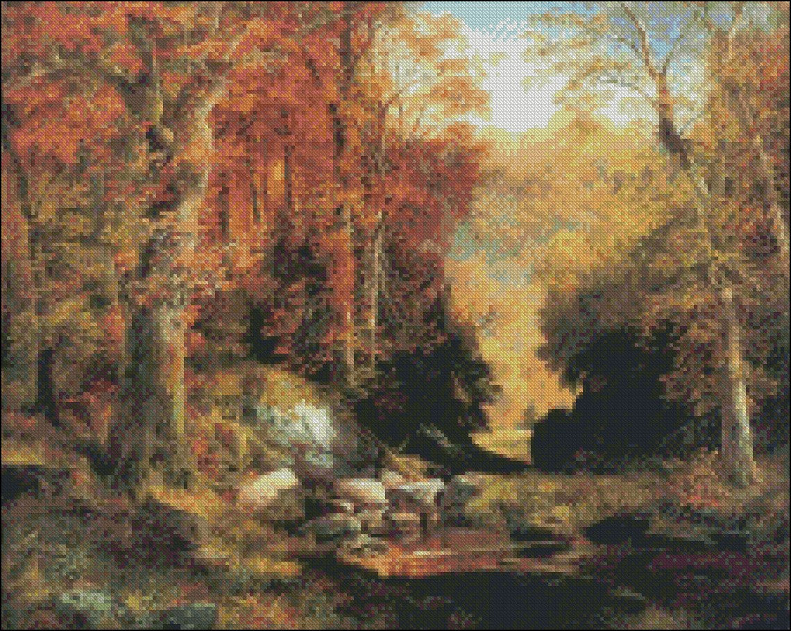 Wissahickon  Autumn - Counted Cross Stitch Patterns Embroidery Crafts Needlework DIY Chart DMC Color