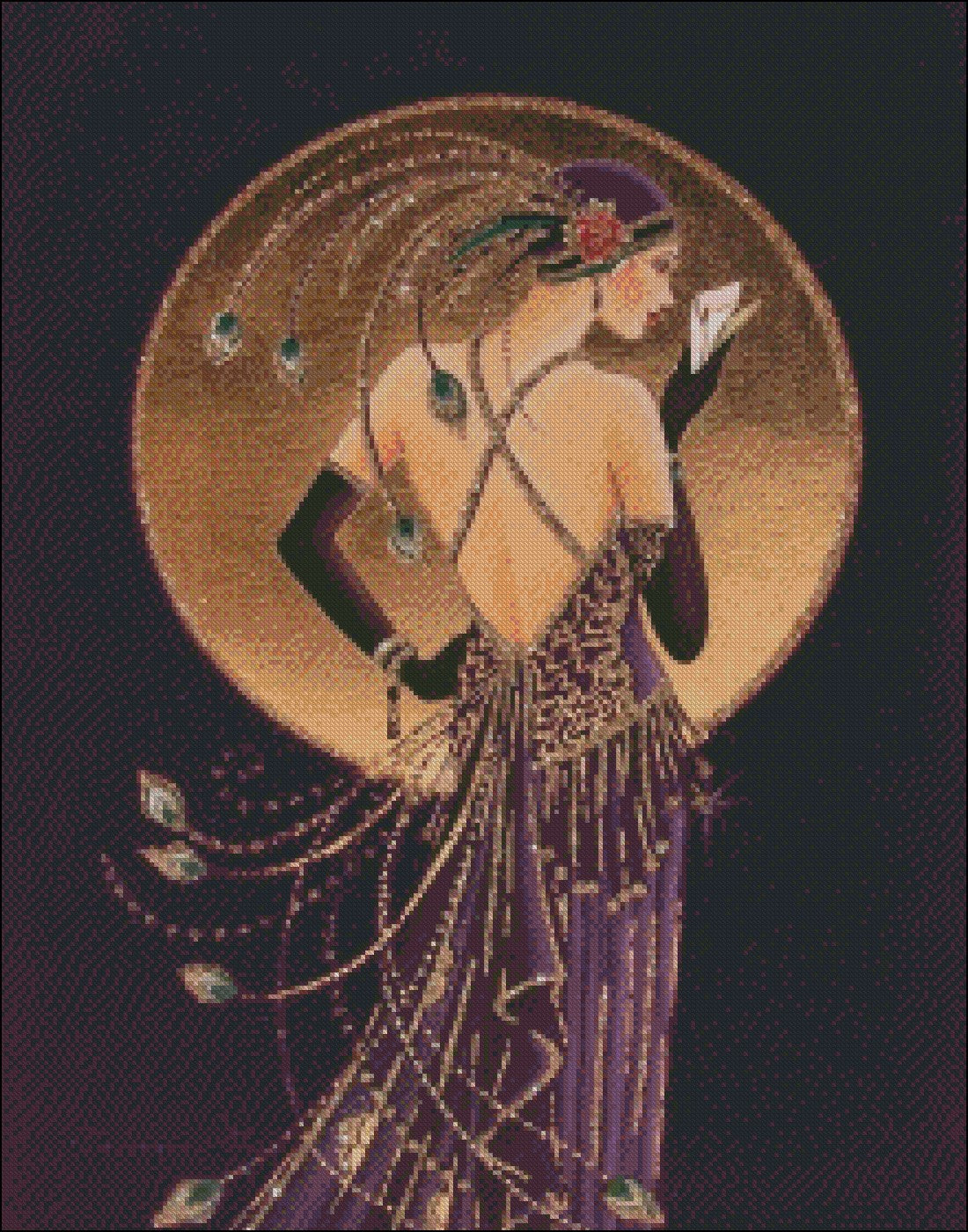 Art Deco Lady 9 - Counted Cross Stitch Patterns Embroidery Crafts Needlework DIY Chart DMC Color