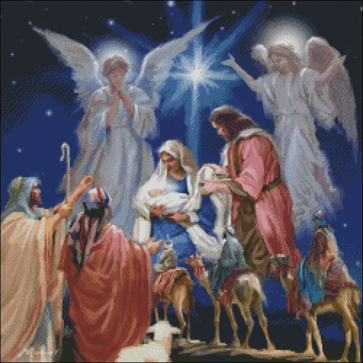 Nativity Scene - Counted Cross Stitch Patterns Embroidery Crafts Needlework DIY Chart DMC Color