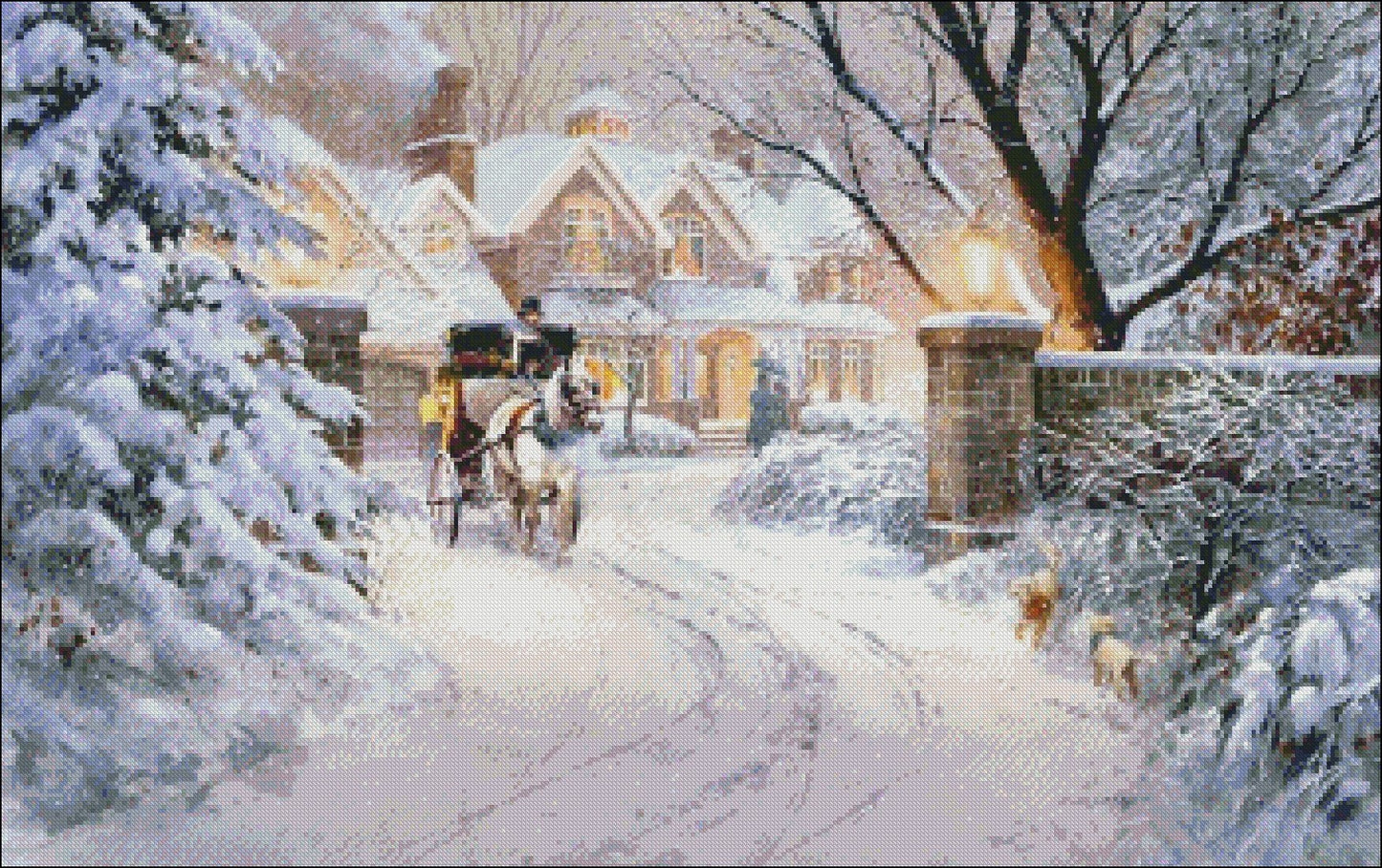 Soft Winter Glow - Counted Cross Stitch Patterns Embroidery Crafts Needlework DIY Chart DMC Color