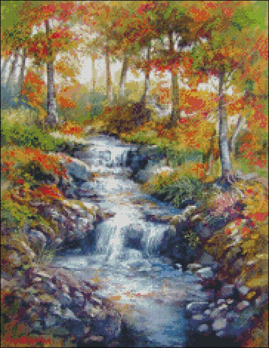 Autumn Creek - Counted Cross Stitch Patterns Embroidery Crafts Needlework DIY Chart DMC Color