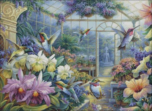 Antique Greenhouse - Counted Cross Stitch Patterns Embroidery Crafts Needlework DIY Chart DMC Color