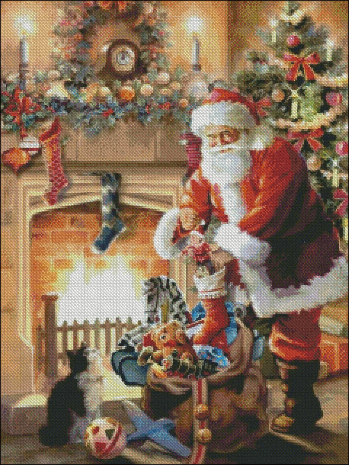 Santa Claus 47 - Counted Cross Stitch Patterns Embroidery Crafts Needlework DIY Chart DMC Color