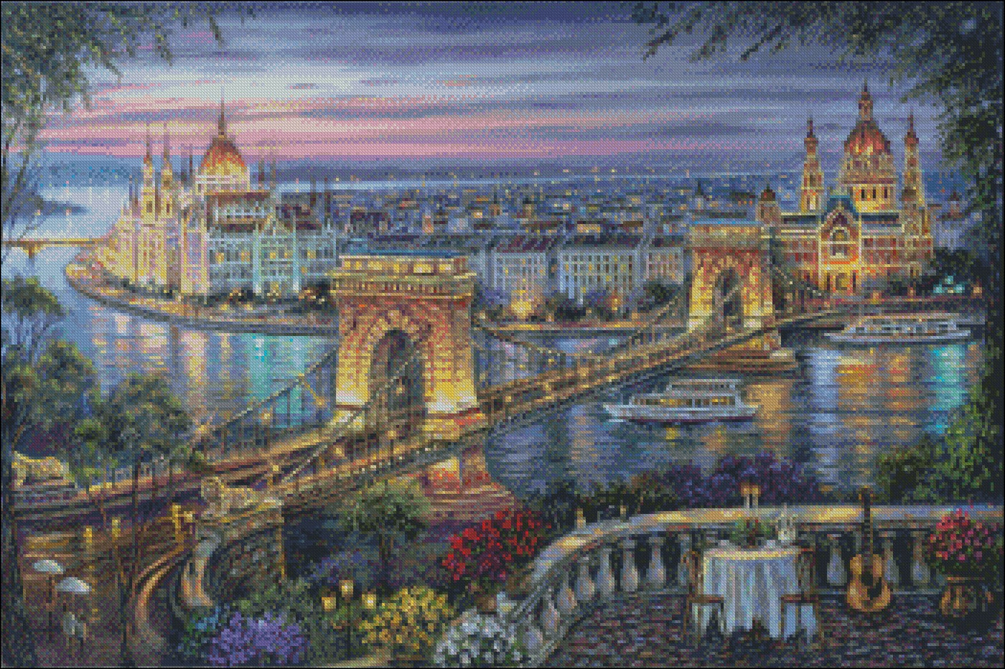 Budapest - Counted Cross Stitch Patterns Embroidery Crafts Needlework DIY Chart DMC Color