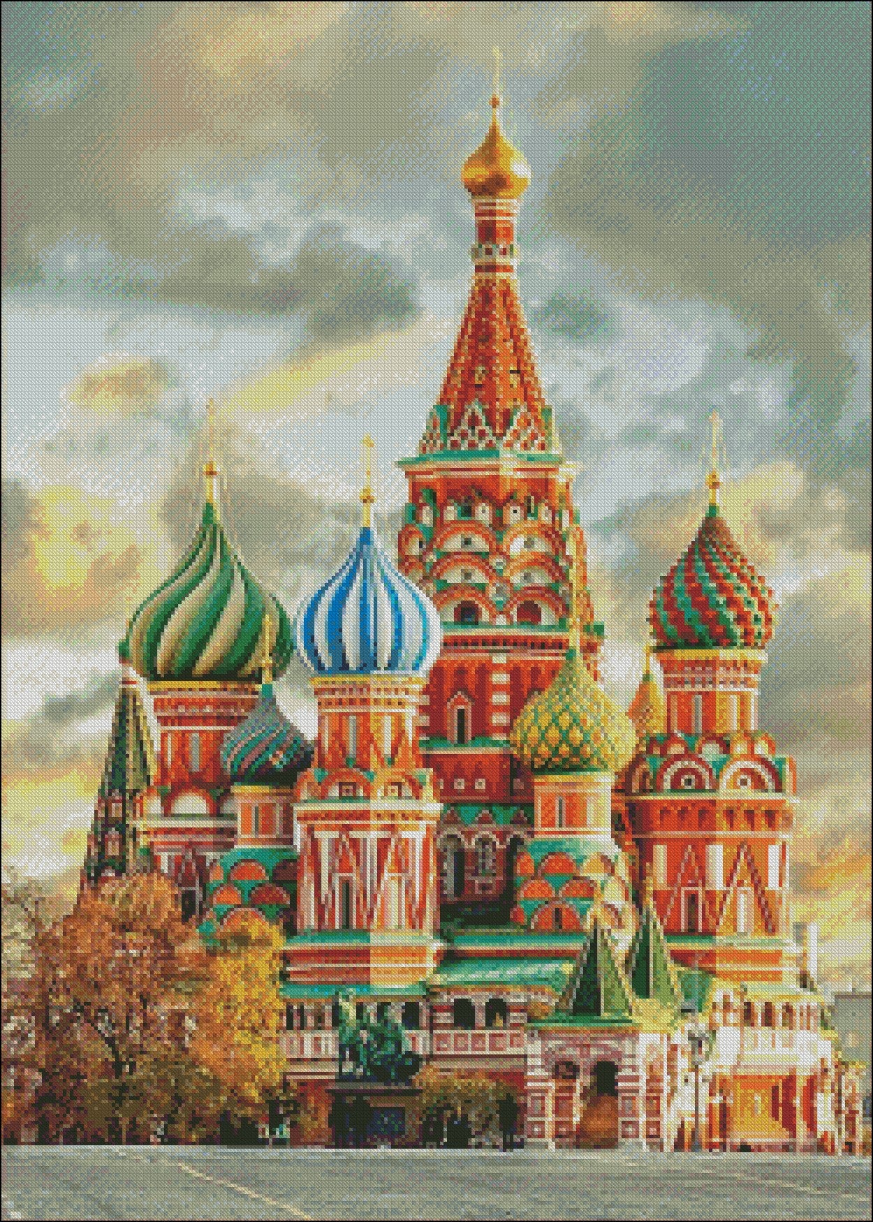 St. Basil’s Cathedral, Moscow - Counted Cross Stitch Patterns Embroidery Crafts Needlework DIY Chart DMC Color