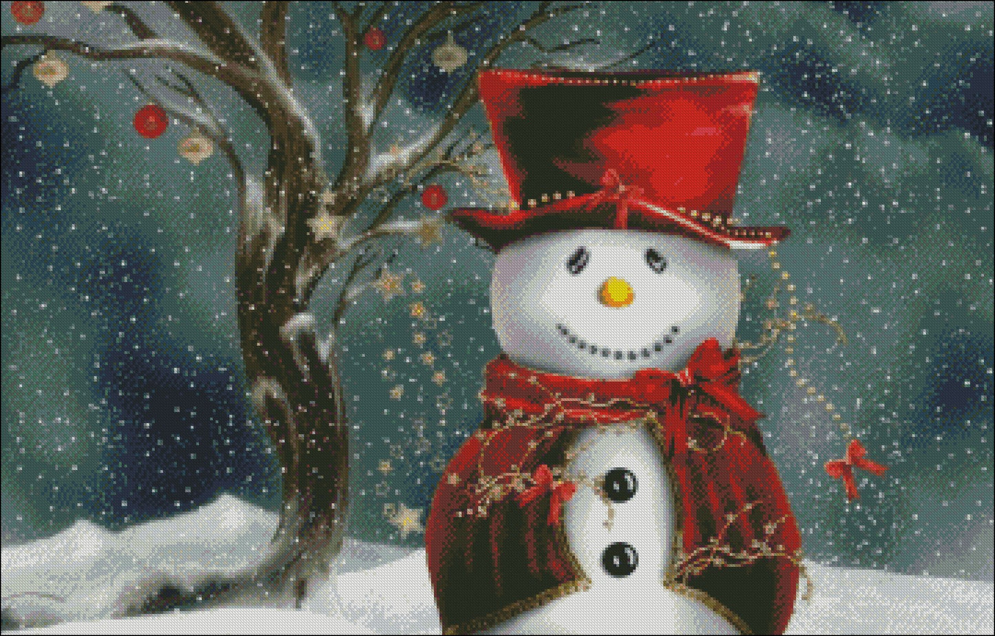 Christmas Snowman - Counted Cross Stitch Patterns Embroidery Crafts Needlework DIY Chart DMC Color