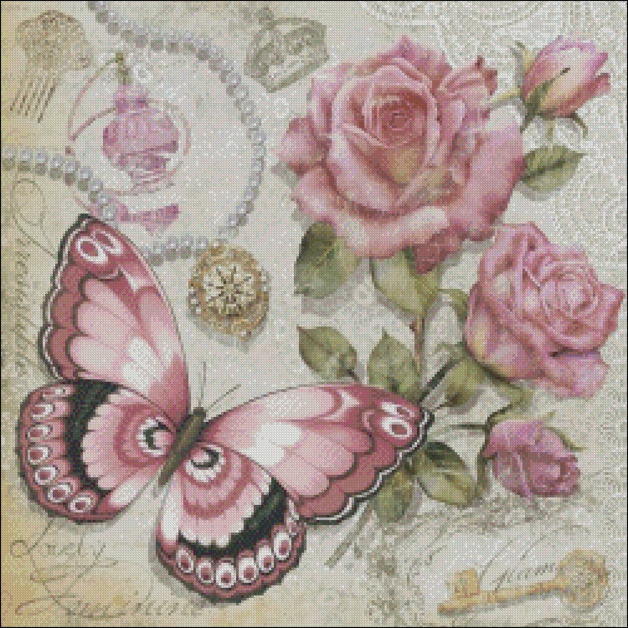 Butterfly Dream 4 - Counted Cross Stitch Patterns Embroidery Crafts Needlework DIY Chart DMC Color