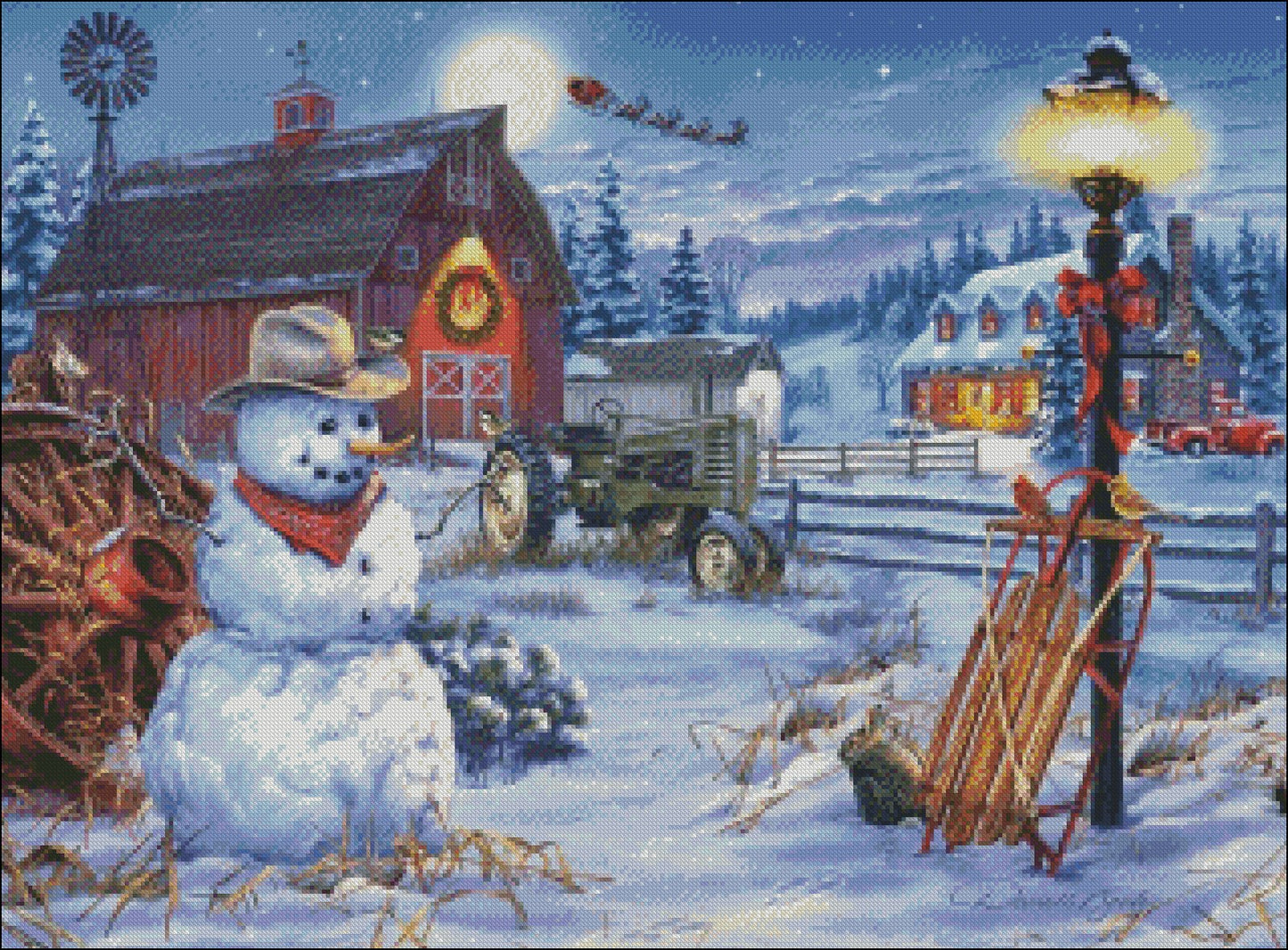 Country Christmas - Counted Cross Stitch Patterns Embroidery Crafts Needlework DIY Chart DMC Color