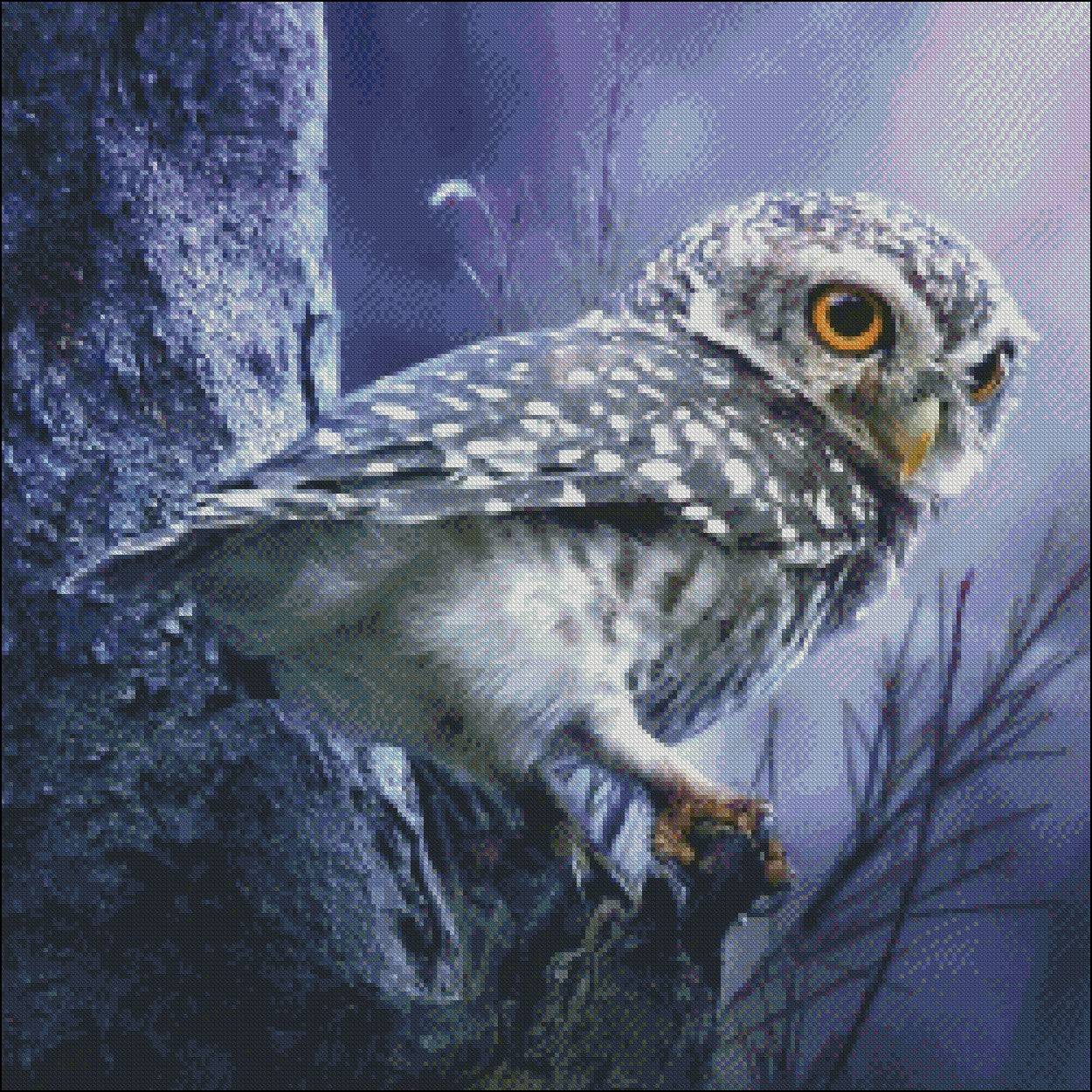 Young Owl - Counted Cross Stitch Patterns Embroidery Crafts Needlework DIY Chart DMC Color