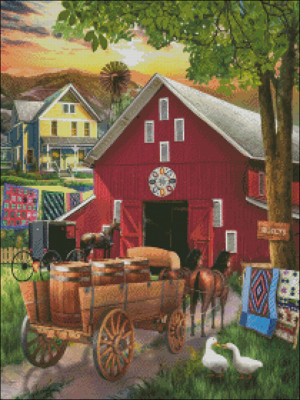 Amish Paradise - Counted Cross Stitch Patterns Embroidery Crafts Needlework DIY Chart DMC Color