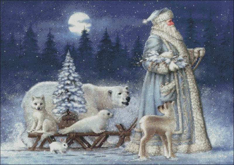 Arctic Santa Claus 3 - Counted Cross Stitch Patterns Embroidery Crafts Needlework DIY Chart DMC Color
