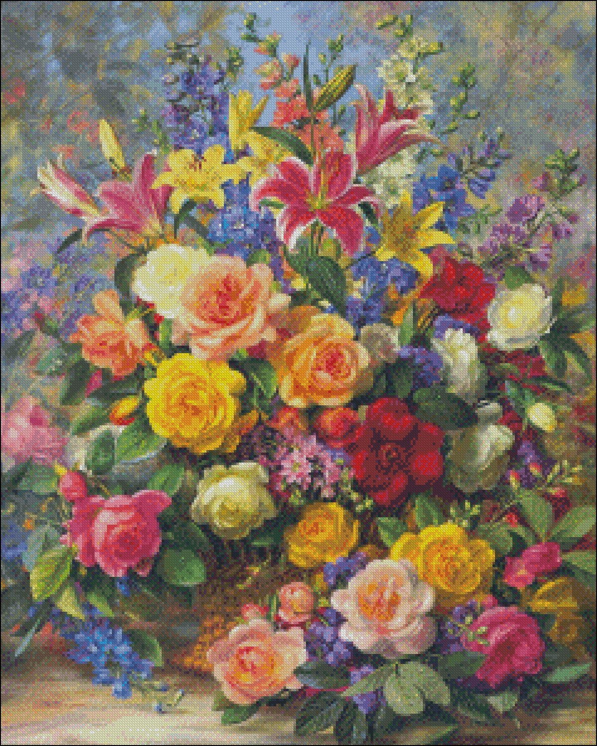 Flowers by Albert Williams 4 - Counted Cross Stitch Patterns Embroidery Crafts Needlework DIY Chart DMC Color