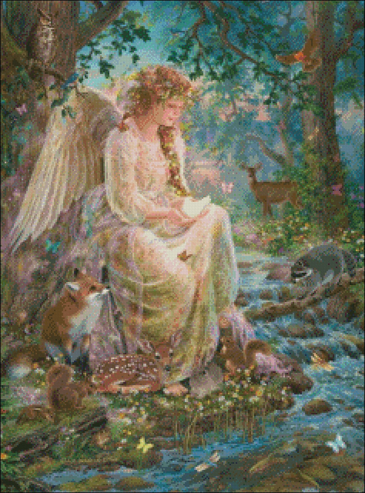 Forest Fantasy Angel - Counted Cross Stitch Patterns Embroidery Crafts Needlework DIY Chart DMC Color