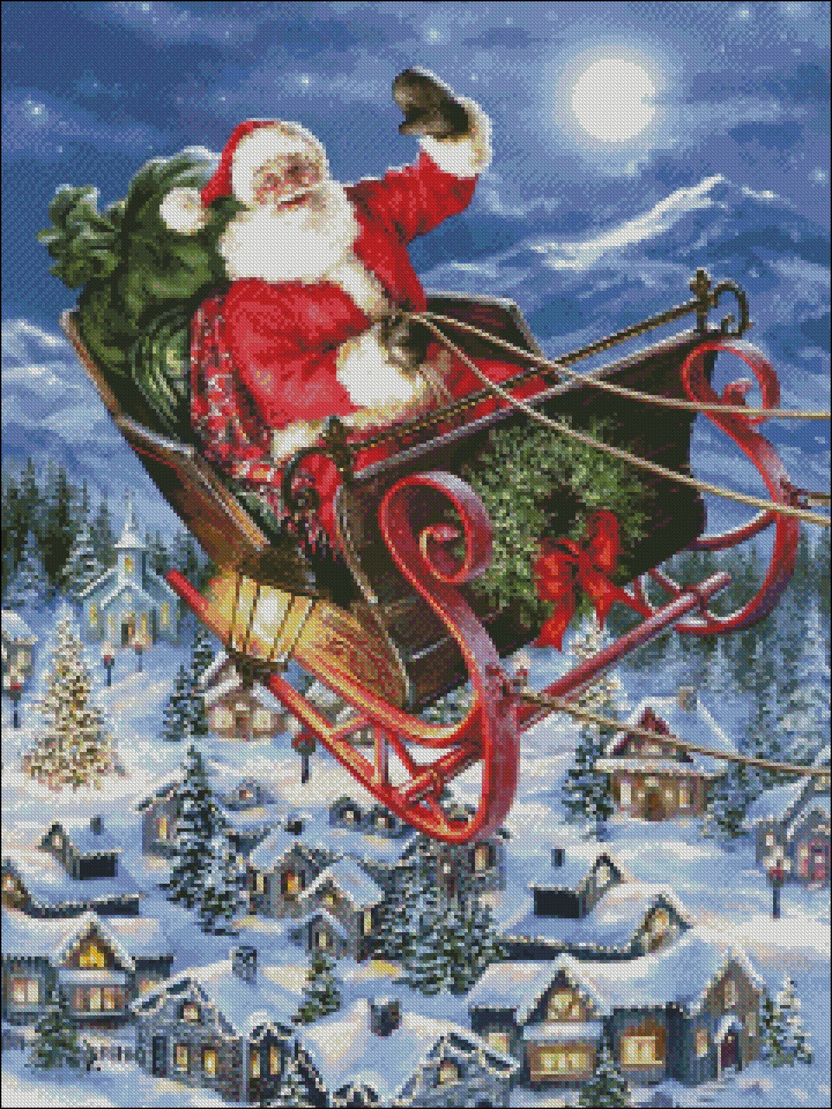 Delivering Christmas - Counted Cross Stitch Patterns Embroidery Crafts Needlework DIY Chart DMC Color