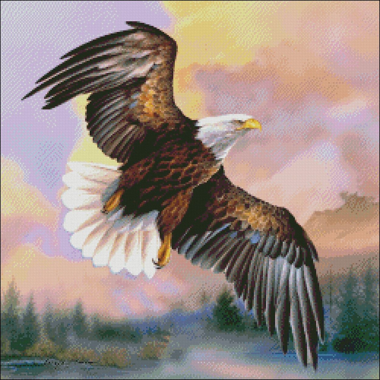 Flying Eagle - Counted Cross Stitch Patterns Embroidery Crafts Needlework DIY Chart DMC Color